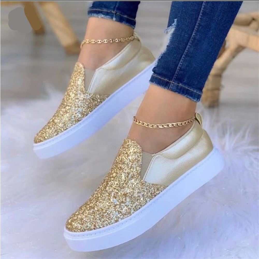 Moccasins Glitter Flat Female